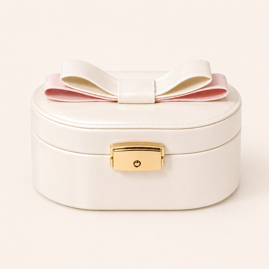 Travel Jewelry Organizer with Mirror & Double-Layer Storage