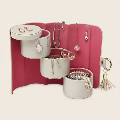Swivel Travel Jewelry Organizer with Multi-Layer Storage